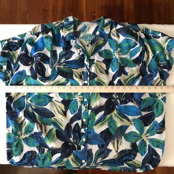 TIME and TRU Linen Button Down Tropical Floral Shirt Women’s Size XL Size 2X - Picture 10 of 15